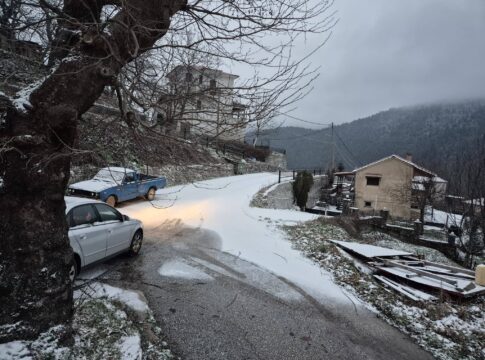 Βουτιά του υδράργυρου και ασθενείς χιονοπτώσεις στα ορεινά του Ν. Καρδίτσας